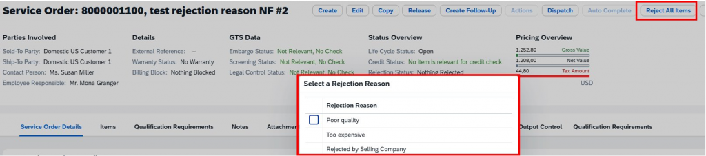 Absageprofile Service Order Management